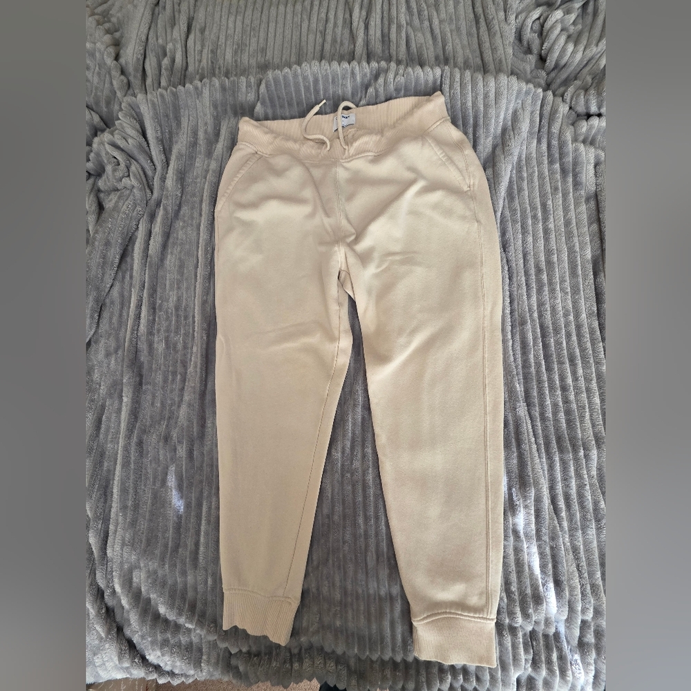 Old Navy Cream Jogger Pants Sweats Warm Comfy Winter Lounge Relax‎ Stye Size XL